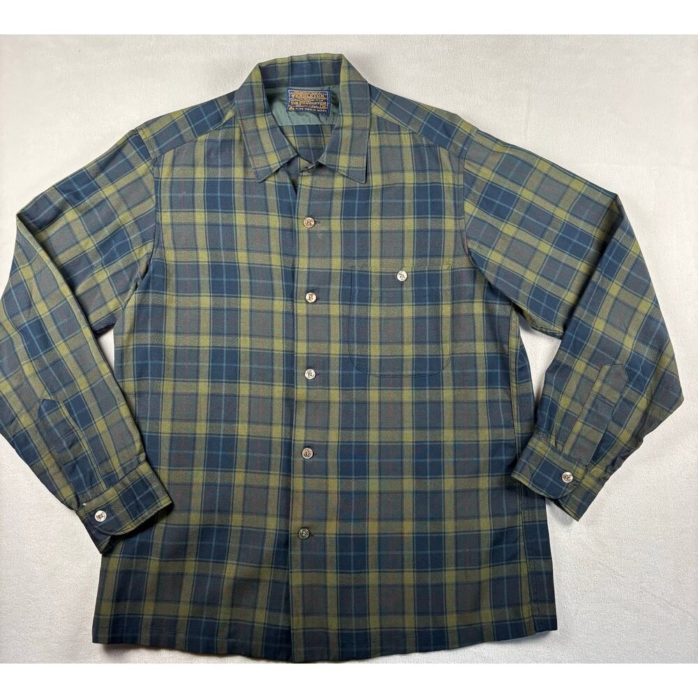 Vintage Pendleton Shirt Men's Medium Button Up Loop Collar USA
